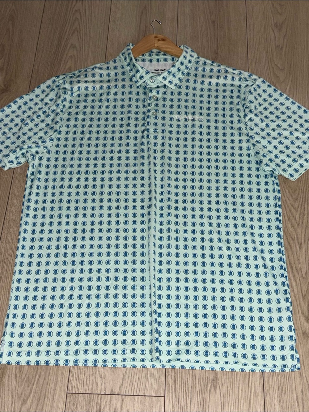 Snake Eyes Men’s XL Pale Aqua geometric beer Golf Performance Short Sleeve Shirt